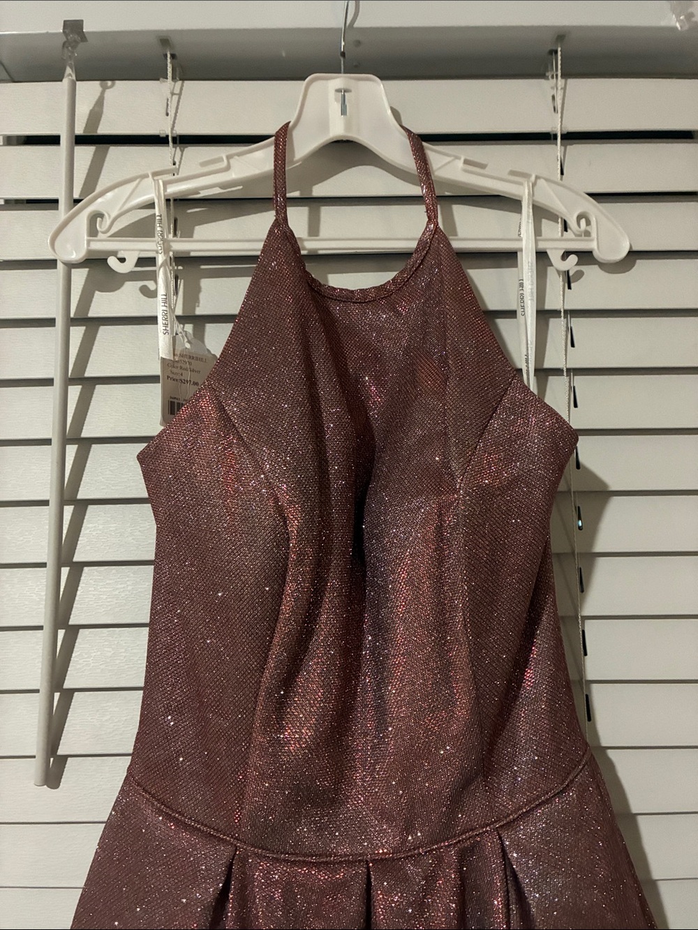 Sherri Hill Sparkle Halter Dress in Red/Silver - Picture 3 of 12